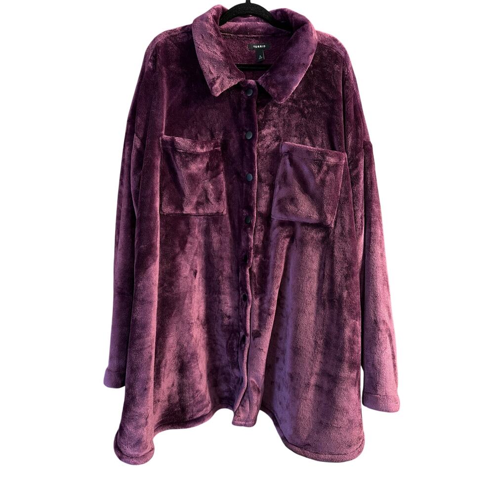 Torrid Women's Plus Size Purple Plush Long Sleeve Cozy Shacket Size 5 5X